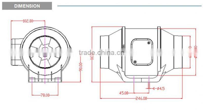 4" 100CM Hydroponics Inline Fan