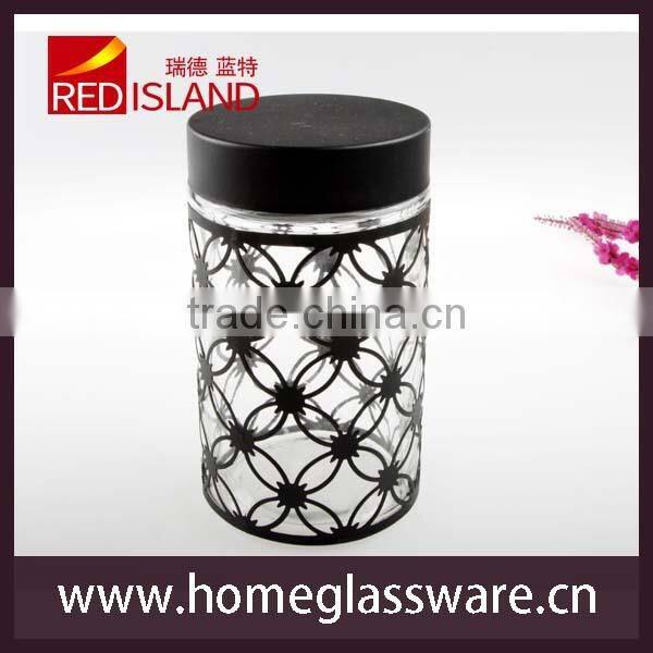 Metal surface food storage glass bottle
