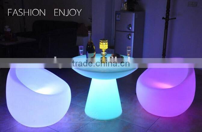 Outdoor bar table and chair seating set LED illuminated lighting furniture