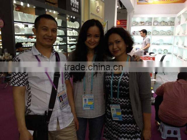 Enamel ceramic baking dish white green line decor serving dish rectangular with handle