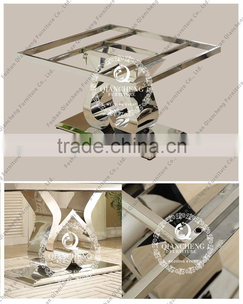 Glass dining table metal and glass furniture foshan steel furniture