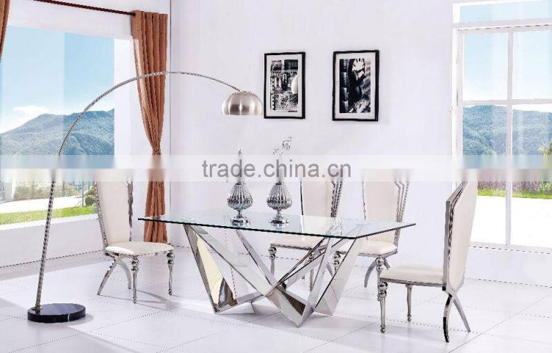 Modern dining table set tempered glass dining table