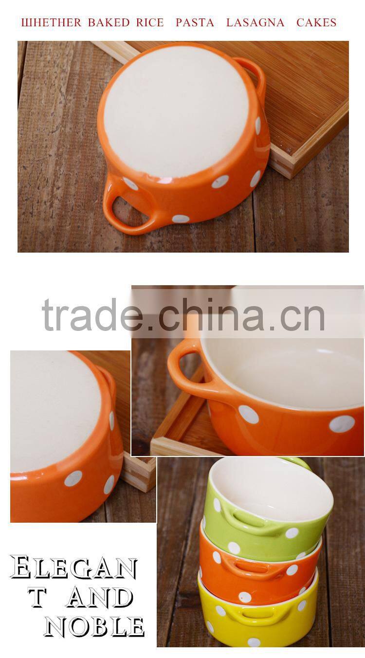 Wholesale stocked korean ceramic soup bowl with handle