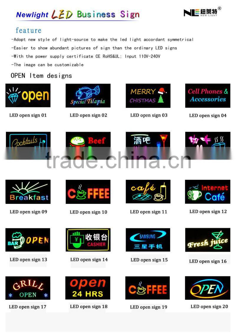 Shenzhen Newlight company, fashion products full color coffee acrylic led sign for advertising