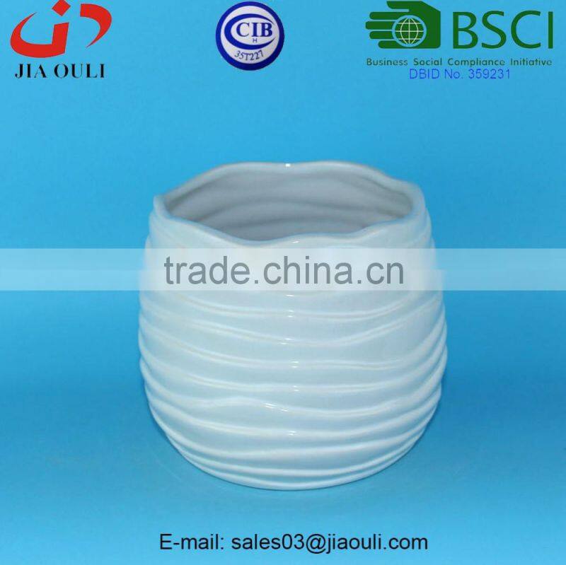 BSCI Audit Factory Decorative colourful Ceramic Wavy surface Design Planter, glazed ceramic flower pot