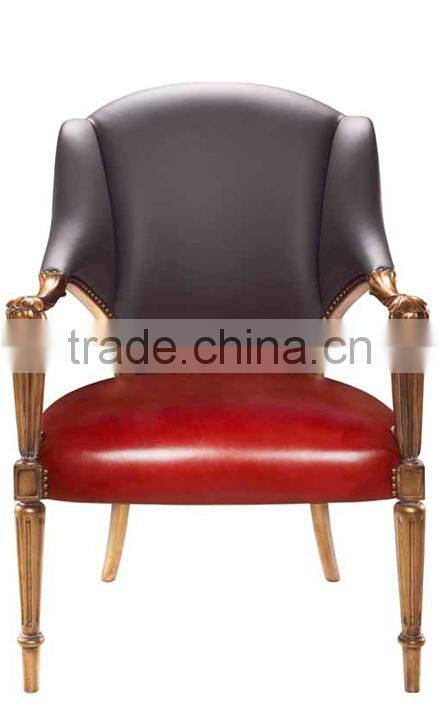 Classic Elegant English Style Royal Armchair with High Quality Upholstery Fabric and Golden Highlights BF12-05254e