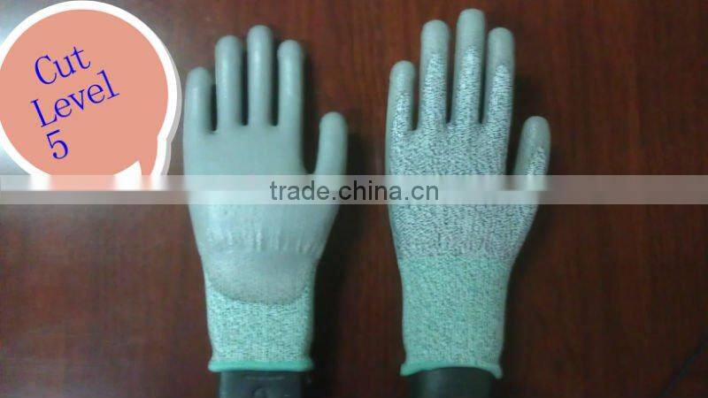 Cut Resistance Gloves and Gray PU Palm Coated