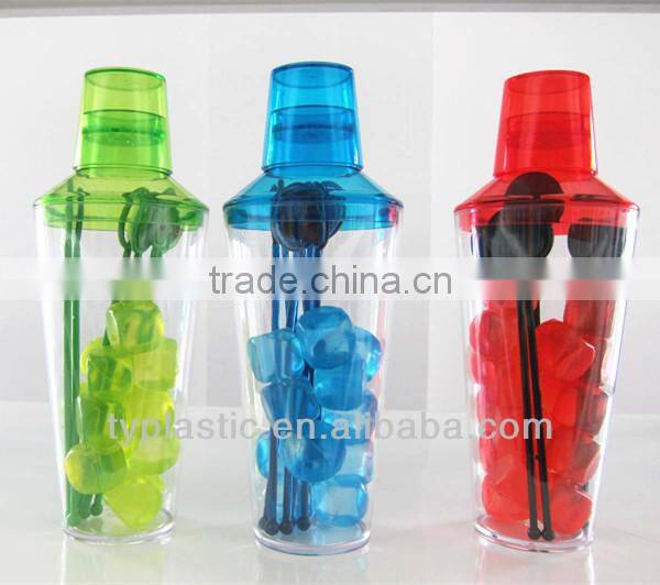 Plastic cocktail shaker set 750ml