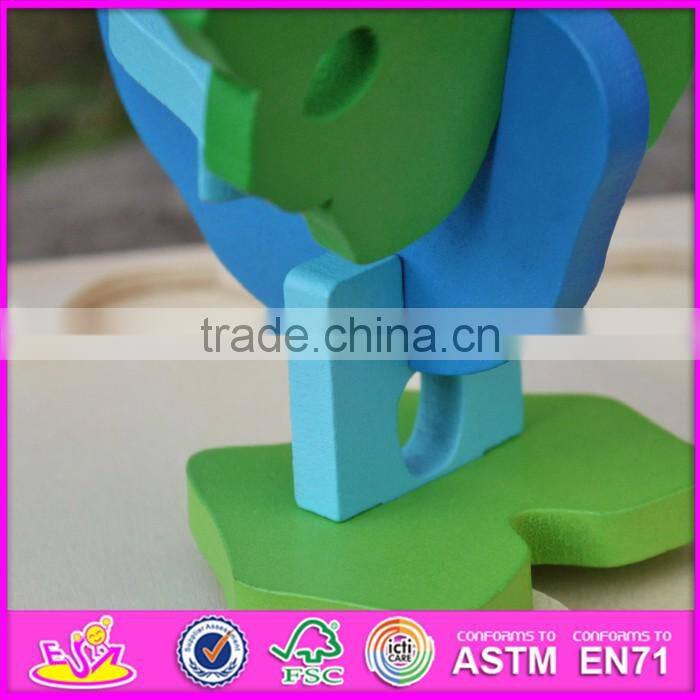 2017 New product funny 3d peacock children wooden puzzle animals W14G040