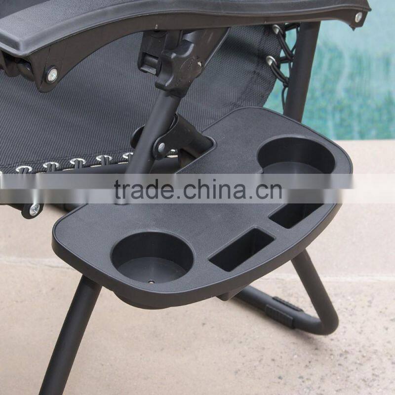 Utility Tray Lounge Black Pool Zero Gravity Chairs with Cup Holder