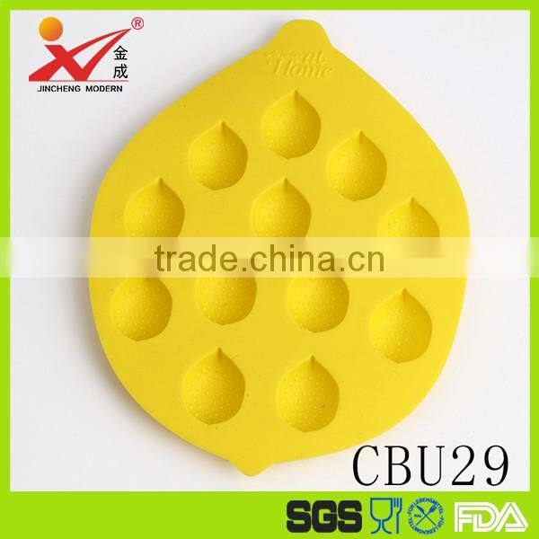 CBU29 FDA LGFG 12 connected Lemon shape silicone funny cake mold