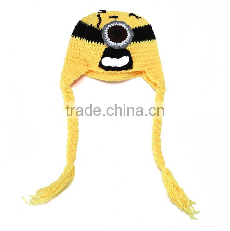 Hot sale baby hats yellow cartoon baby hats mini baby knitted hats