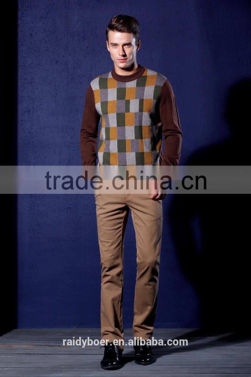 Jacquard style mens multi color sweater