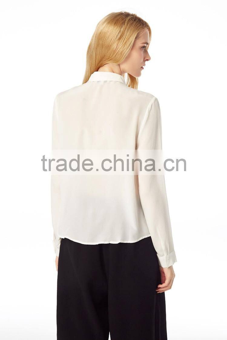 silk cotton woman fashion tops ladies office white shirts