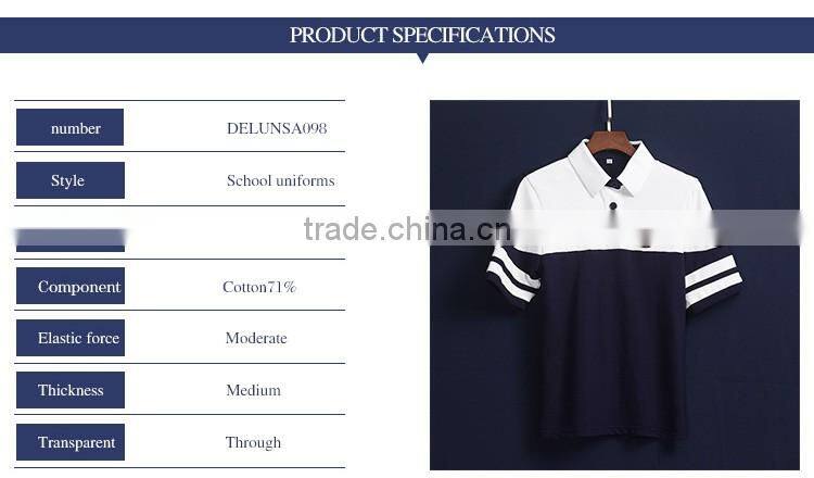 Custom White And Navy Blue Cotton School Uniform Polo Shirts