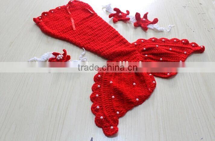 2016 new born baby clothes wholesale alibaba unique new style mermaid shape Knitted suit hotography props