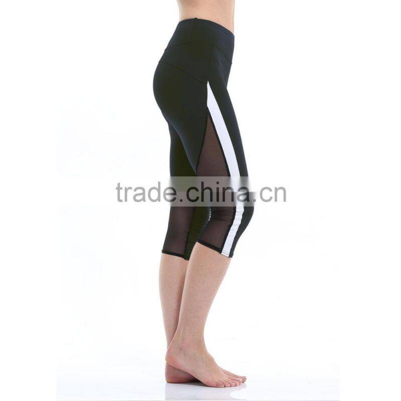 Women's Slim Mesh Active Yoga Running Capri Pants