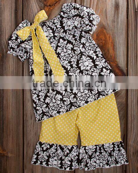 Factory Wholesale Cotton Baby Girl Ruffle ruffled Set Outfits With Hood