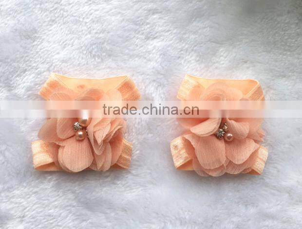 Wholesale foot flower chiffon accessories foot ornaments baby photography shooting props baby pearl foot flowers
