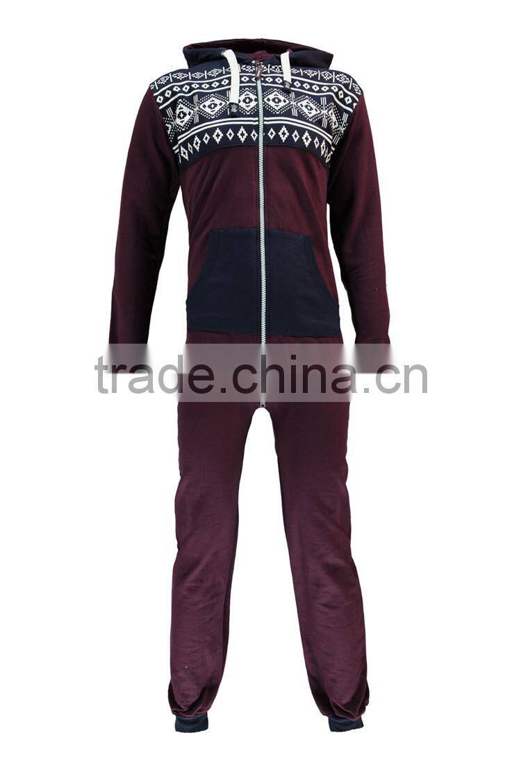 PA0030A adult chest print jumpsuit tracksuit onesie hoody