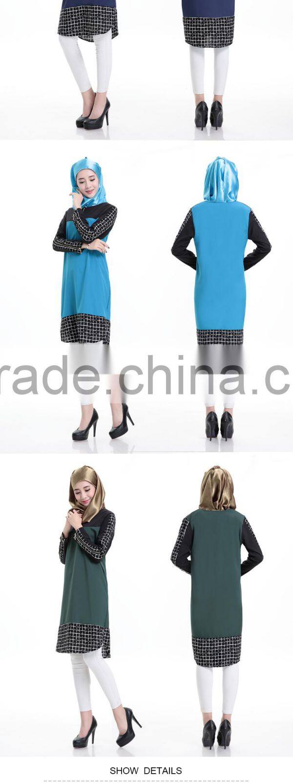 Zakiyyah 33145 Four colors islamic turkey muslim abaya in plaid pattern design girls without long sleeve dress clothing dubai