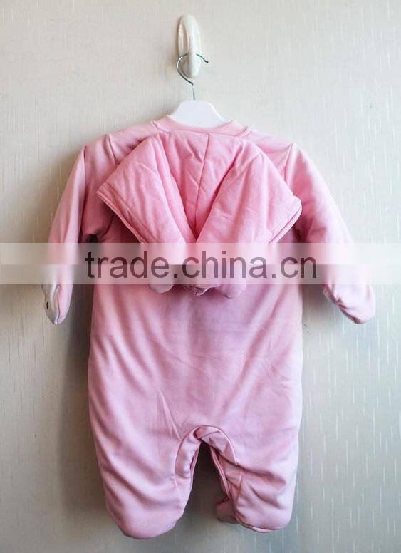 Wholesale Lovely Design Pretty New Born Winter Romper 100% Cotton Knitted Baby Coat With Hood A25-31641