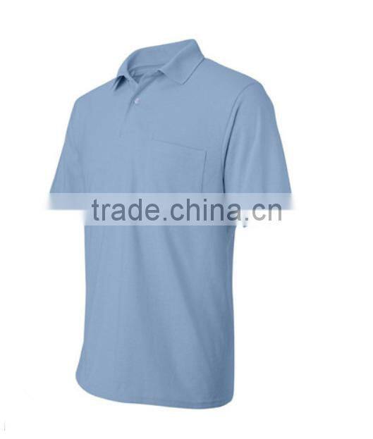 promotional high quality 100% cotton blank short sleeve pure color polo shirts with pockets