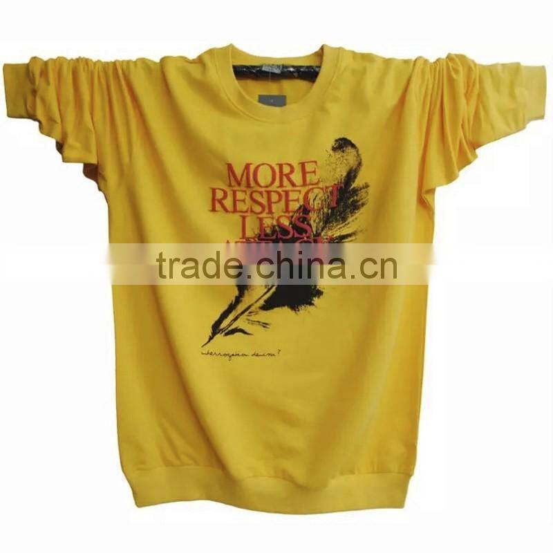 yellow printing cotton lone sleeve t-shirt for ladies