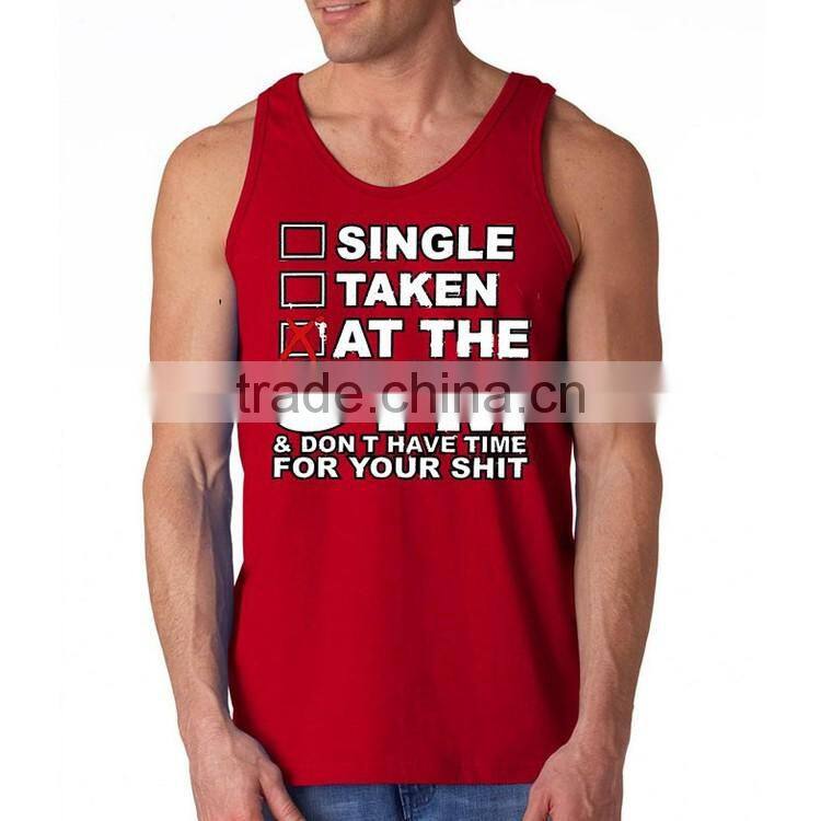 100% cotton custom design wholesale stringer mens tank top with printing