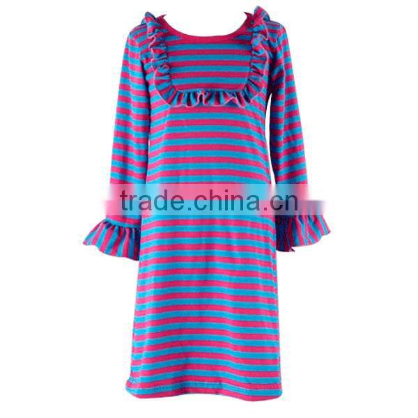 2017 smocked children clothing wholesale girl dresses cotton ruffle bib long sleeve dresses
