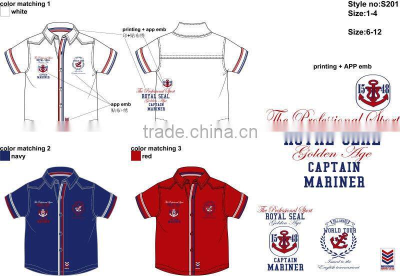 Wholesale make to order summer design casual boys brand name shirt