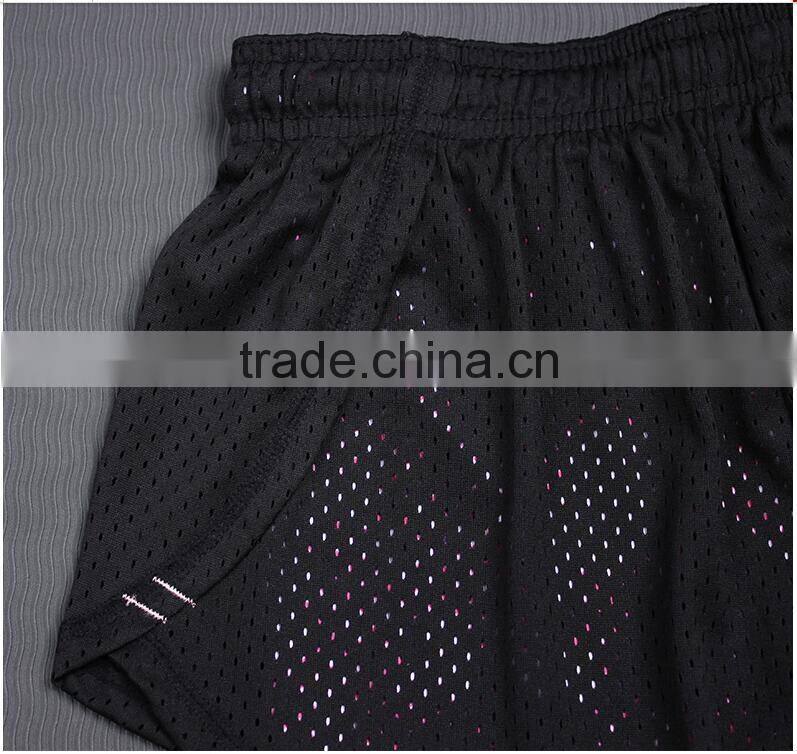 Womens summer sports running yoga wear fitness breathable quick dry two layers short with drawstring