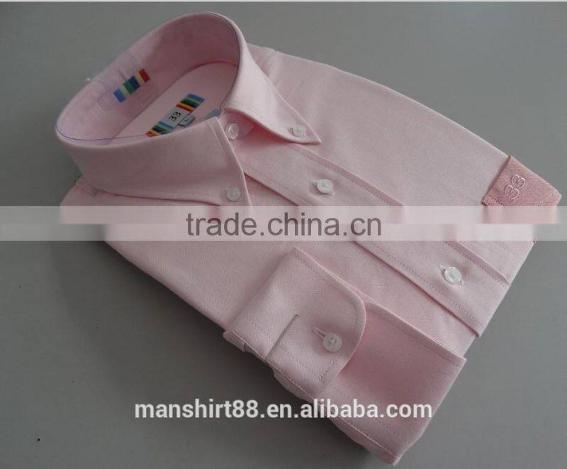 100% organic cotton pink oxford button down collar long sleeve men's dress shirt