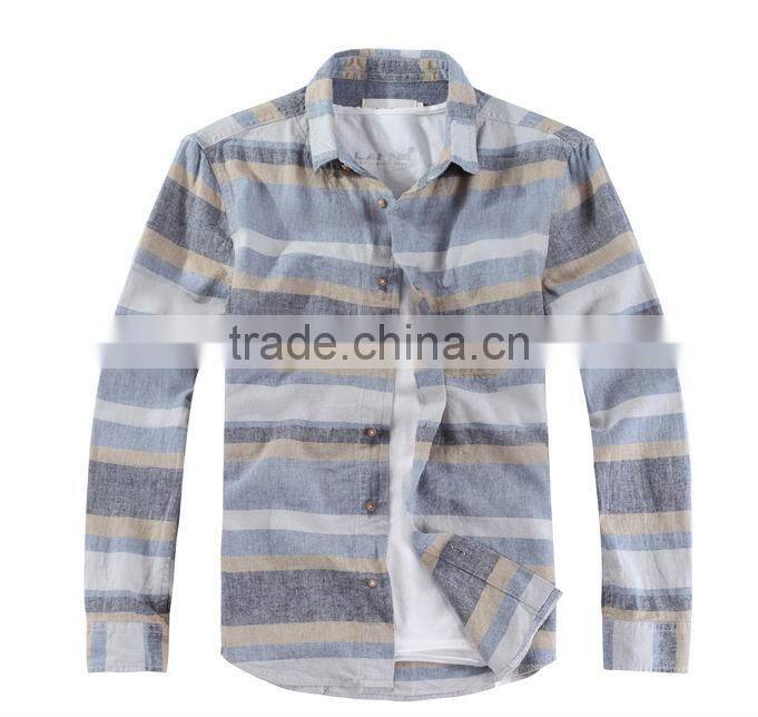 New fashion style young man linen & cotton Long sleeve men shirt