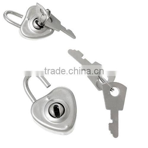 Silver Tone Jewelry Box Locks Heart Latch With 2 Keys 3.1cmx2.2cm