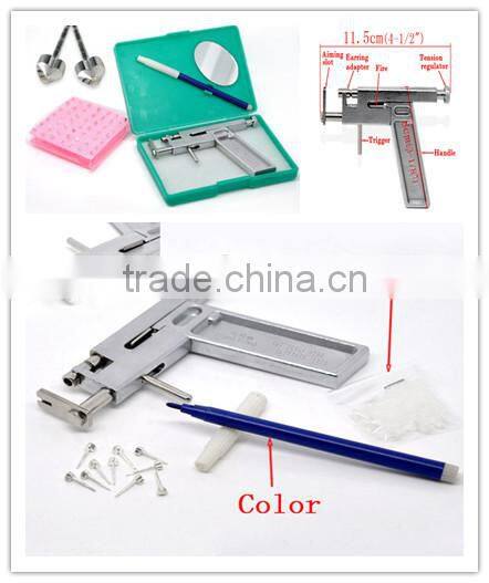 Jewelry Tools Professional Body Piercing Kit 98pcs Studs Portable Silver Tone Safe Ear Piercing Gun Kit