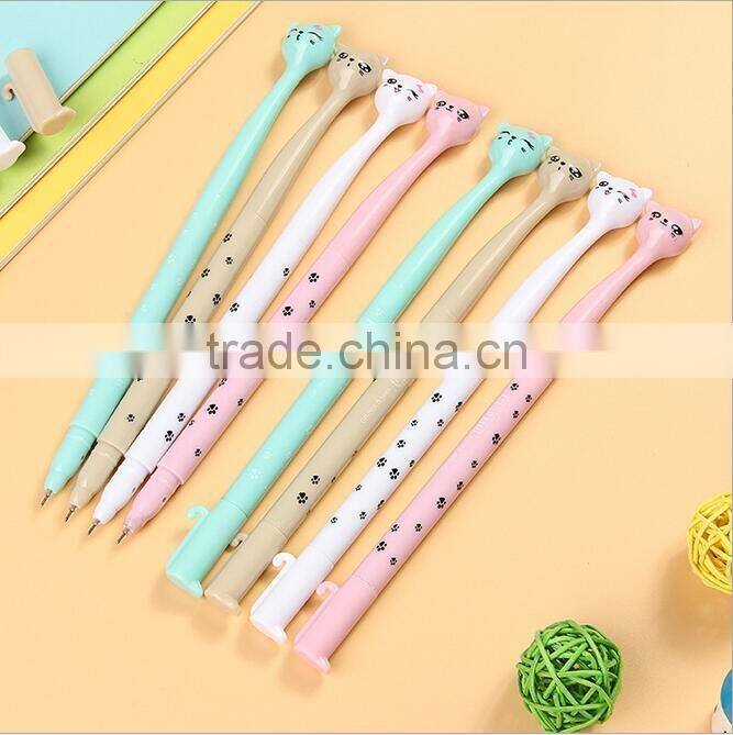 cute novel cat shape promotional gel pen gift for schoold kids