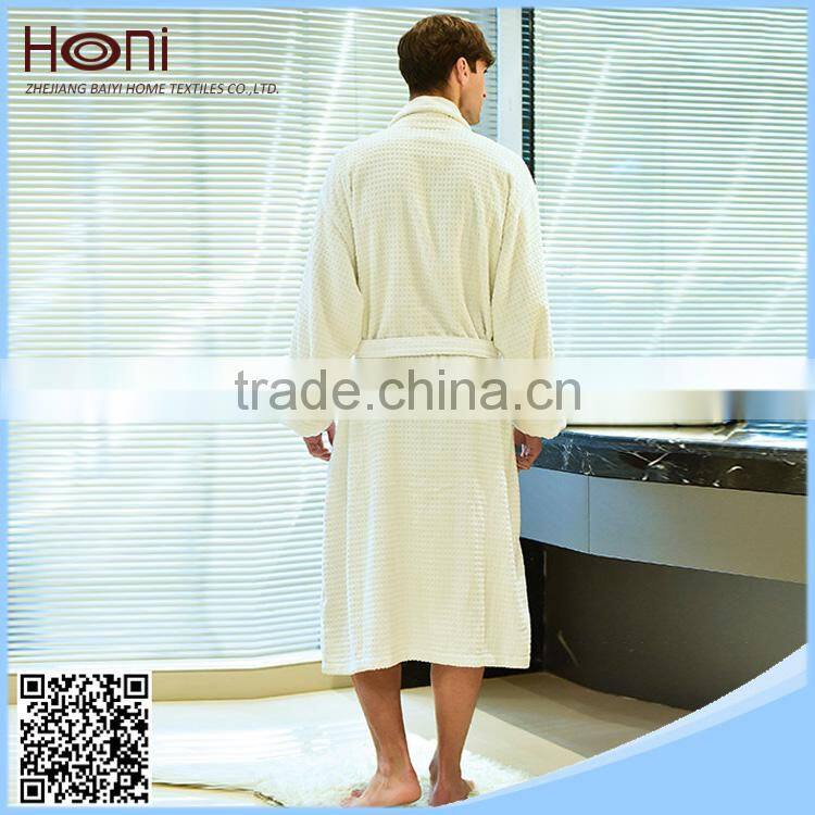 China Supplier White Hotel Waffle Men Bathrobe