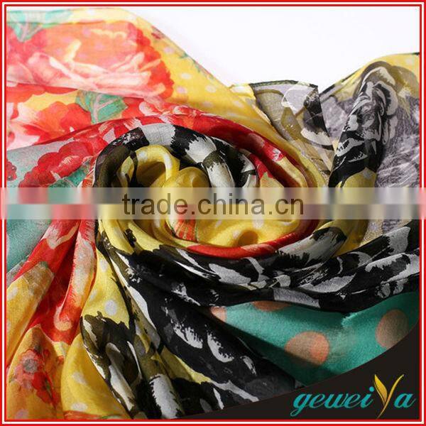 Dot And Flower Digital Printed Chiffon Dubai Shawl