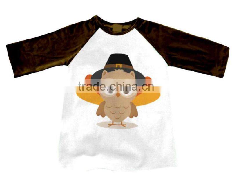 2017wholesale Fashion clothing cute Printing Girls boys turkey tops