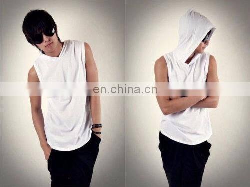 New Fashion-Men-Beach-Hooded T-shirt -Casual-Hoodie-Sleeveless Tshirt-Custom hoddie style tshirt