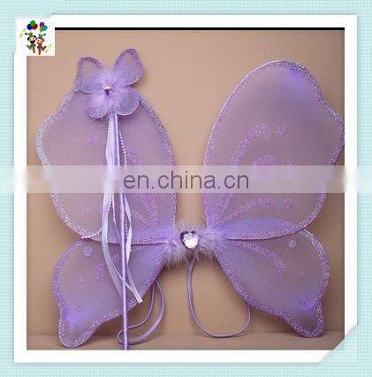 Kids Fancy Dress Dance Cheap Purple Fairy Butterfly Wings with Wand HPC-0875