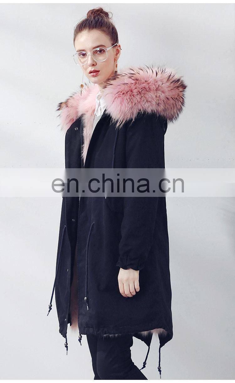 Custom Soft Cheap European Style Real Fox Fur Lining Women Hooded Coat