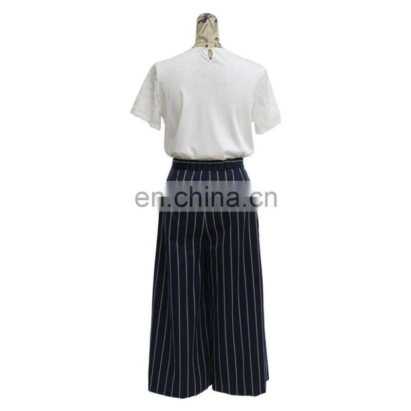 lady hot sale price fashion stripe trousers wide leg pants