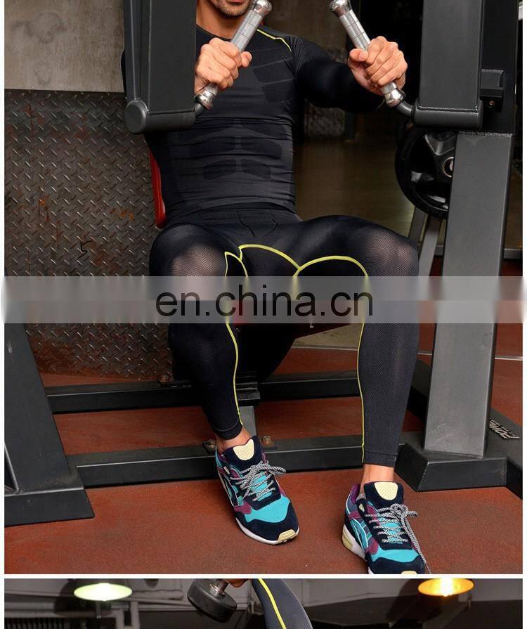 Yihao Compression tights gym fitness professional sports men pants high elasticity running joggers fit tights leggings