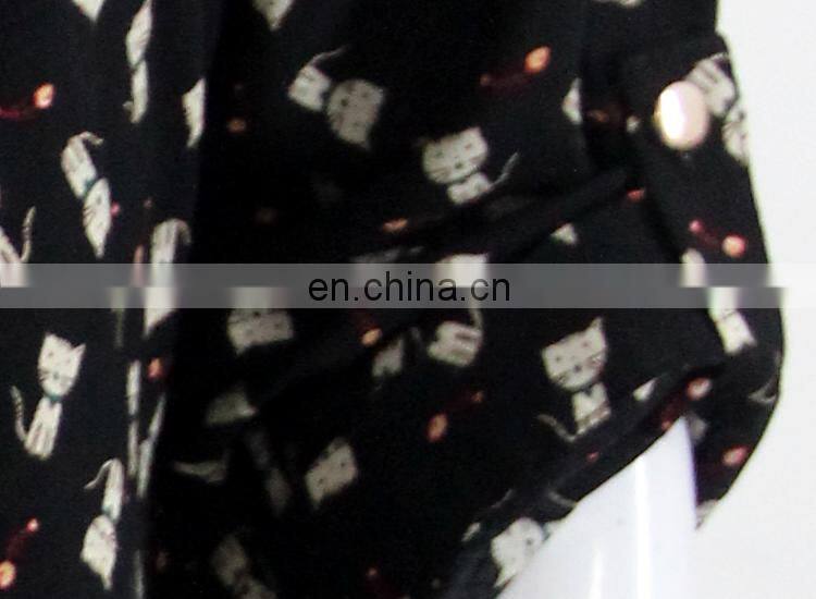 2017 Fashion design short front long back top Kitty shirt blouse, printed shirts for women blouses