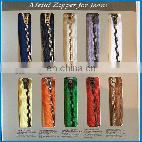 Hot sale teeth open-end colorful metal zippers custom fashion zipper for clothes accessories