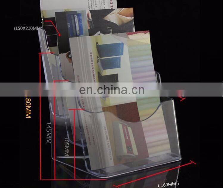 Custom 4 tiers wall mounted and tabletop clear acrylic brochure magazine holder