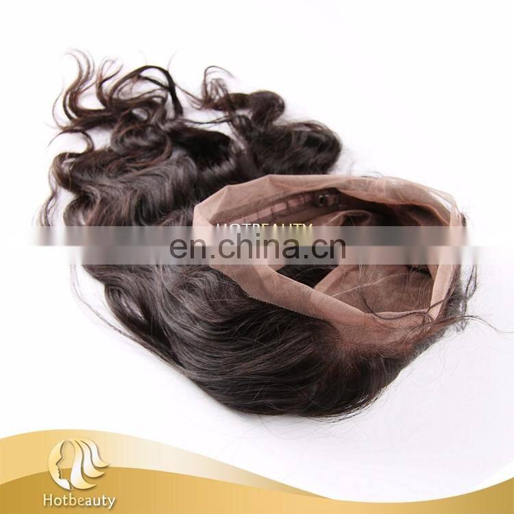 Wholesale cheap unprocessed indian human temple hair 360 frontal lace closure for women