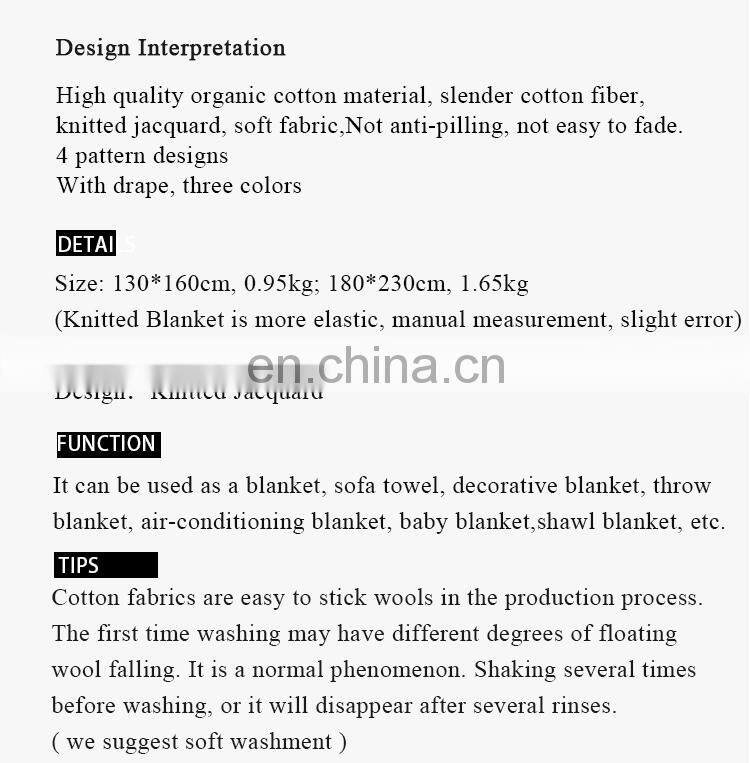 RAWHOUSE hot sale Ivory white Claret Navy blue knitted cotton blanket